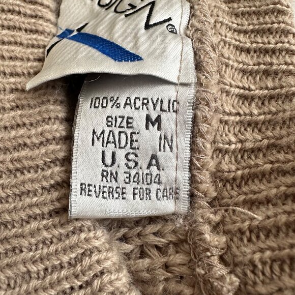 Vintage 80's Women's Cable Knit Beige Made In USA Sweater Size Medium - Picture 11 of 11